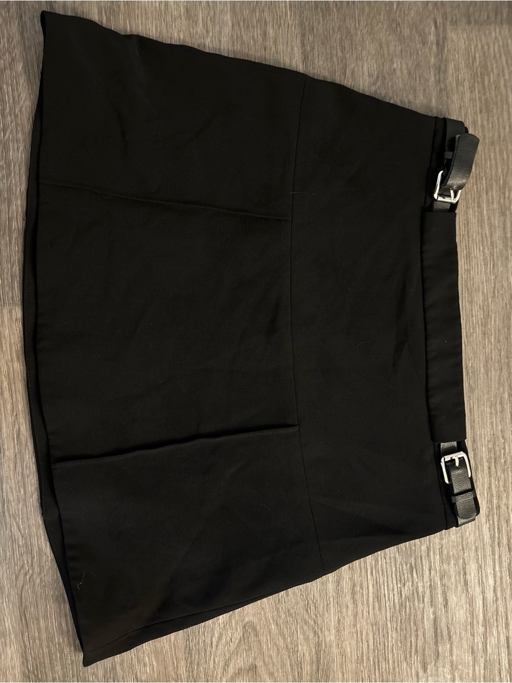 Express Mini Skirt with Buckles in Black